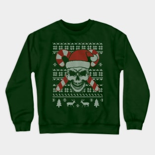 Ugly Knit Sweater Pattern of Evil Santa Claus Skull Crewneck Sweatshirt